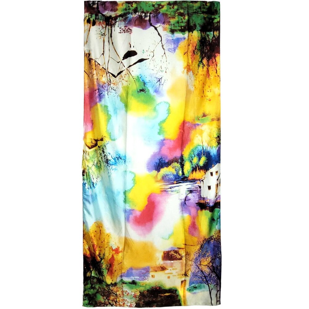 NWT Long Soft Scarf 34"x69" Rectangle Silk Feeling 100% Shawl Wrap 0275